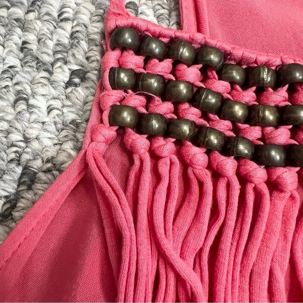 Zara beaded fringed watermelon pink midi maxi dress S - Picture 7 of 11